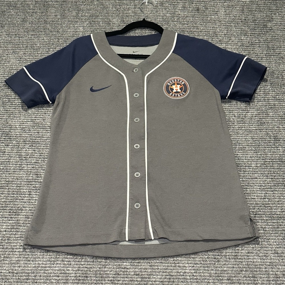 Nike Dri Fit Houston Astros Blank Ladies Gray/Navy jersey‎ Size Medium
